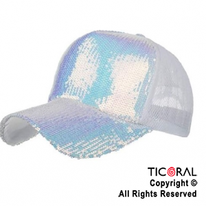 SOMBRERO VISERA TRUCKER LENTEJUELAS BLANCO TORNASOL CAP x 1